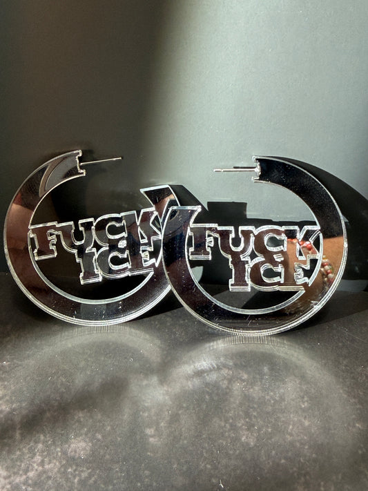 Silver F*CK ICE hoops