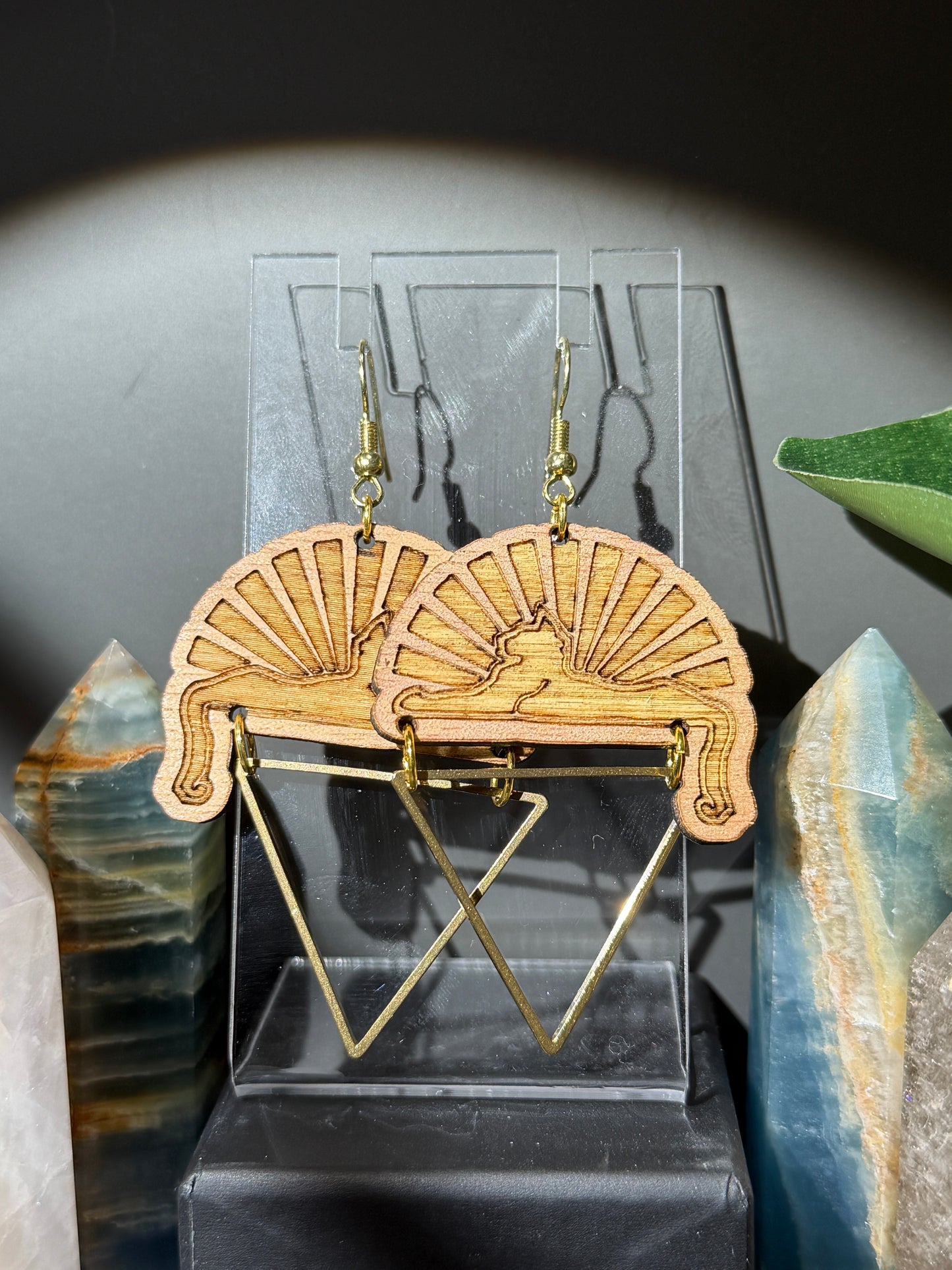 Cats Under the Stars Wood Earrings