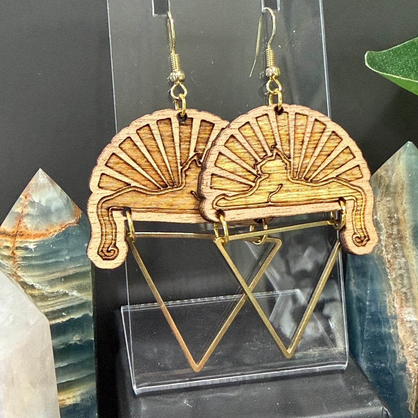 Cats Under the Stars Wood Earrings