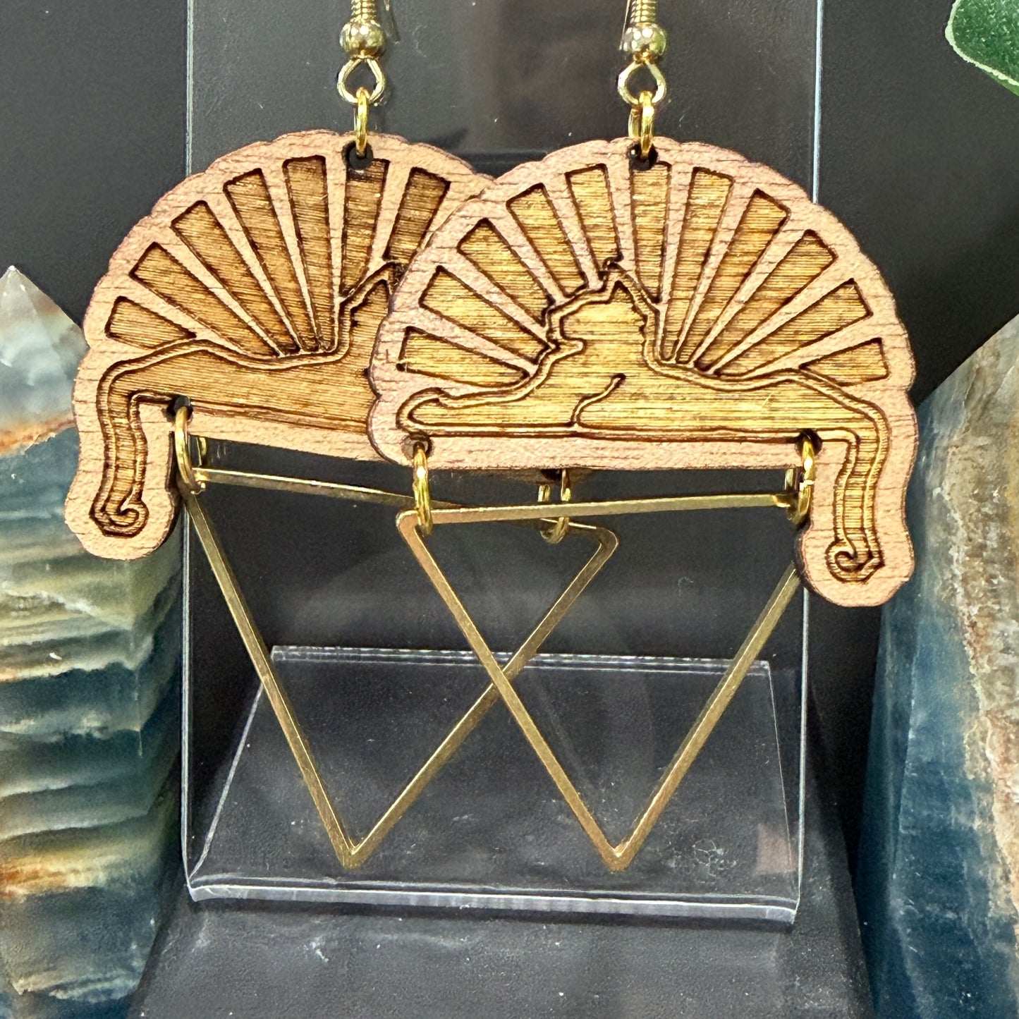 Cats Under the Stars Wood Earrings