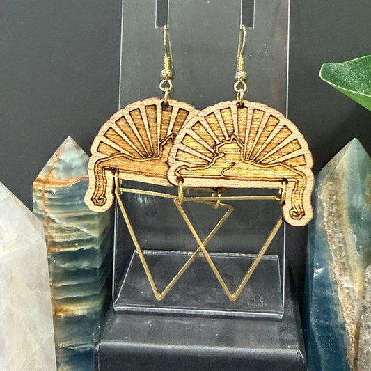 Cats Under the Stars Wood Earrings