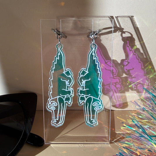 King Gizzard and the Lizard Wizard Earrings, KGLW Gator Earrings - Iridescent