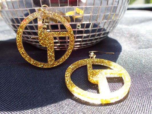 Disco Biscuits Earrings - Gold Glitter