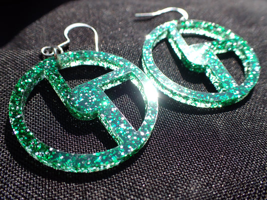 Disco Biscuits Earrings - Green Glitter