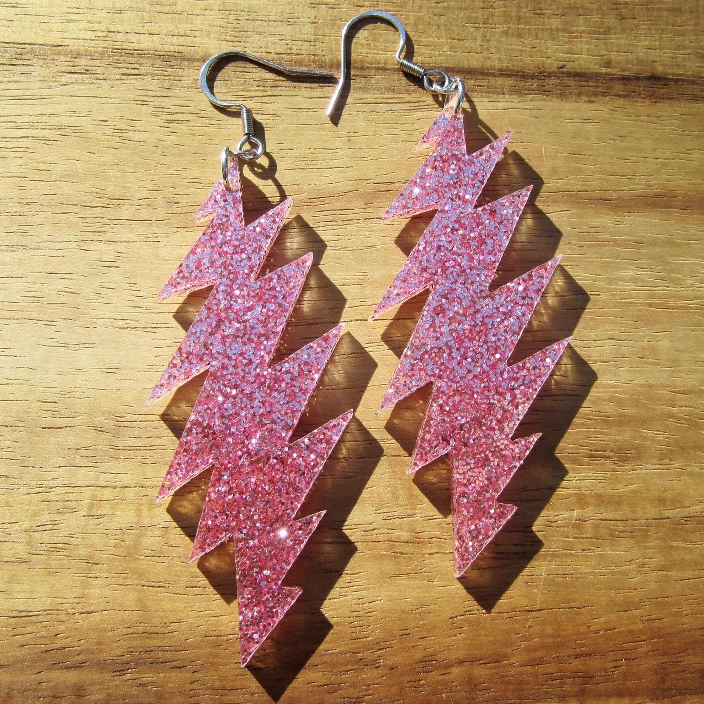 Grateful Dead Earrings - 13-Point Bolt - Pink Glitter