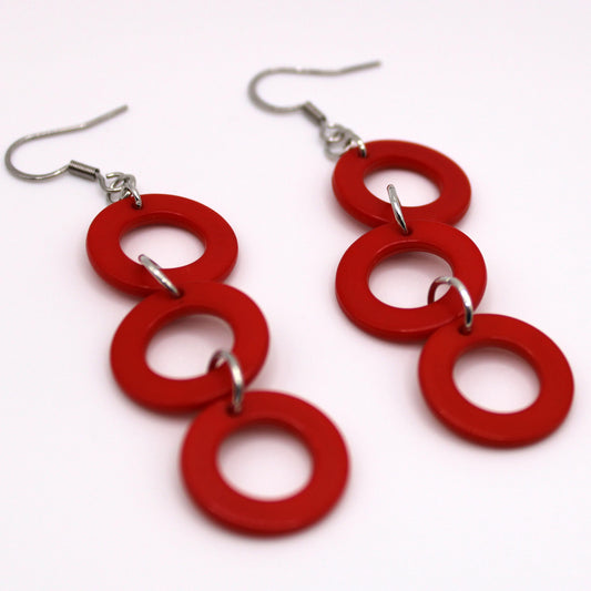 Phish Earrings - 3 Red Donut Circle