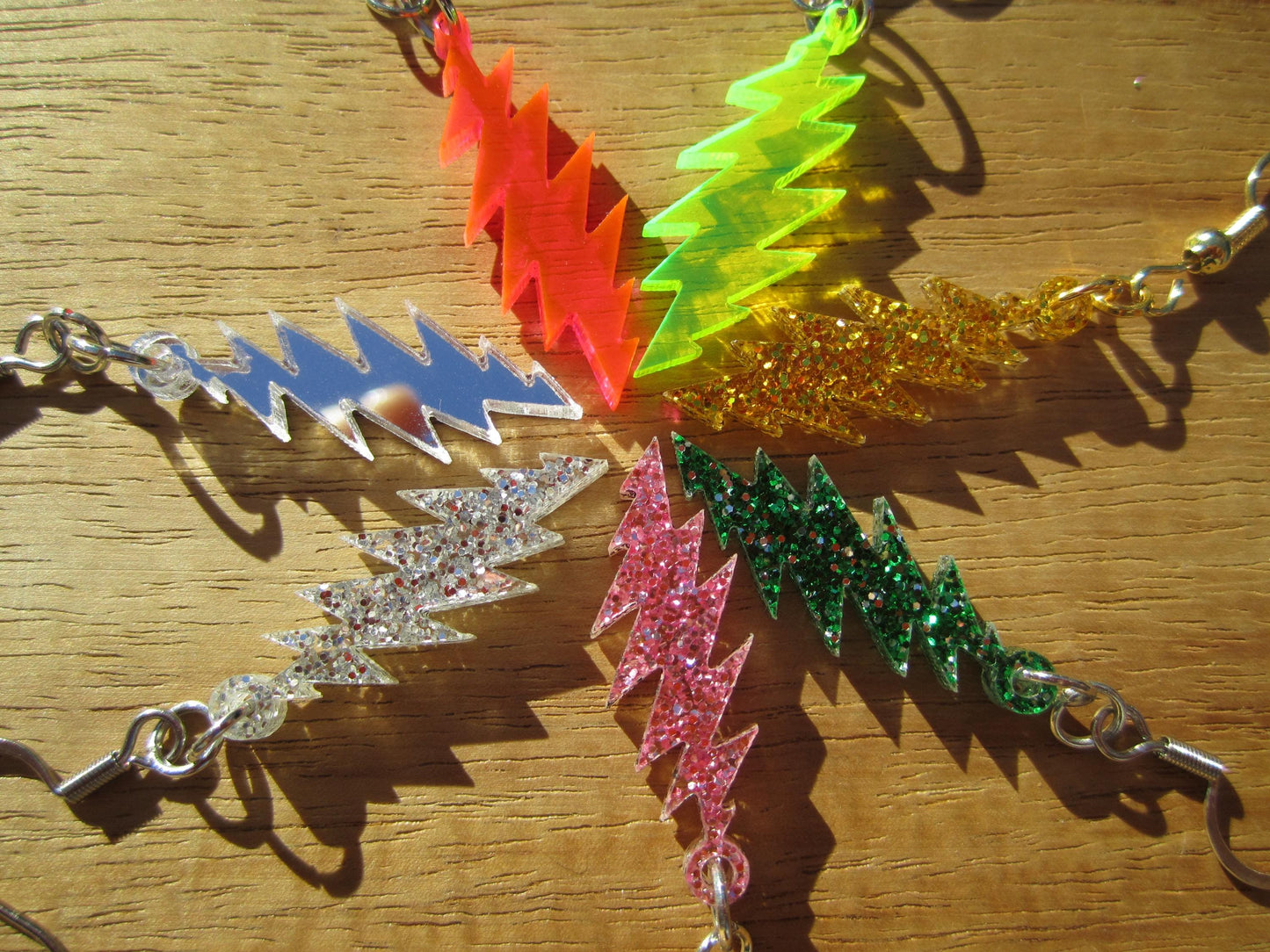 Grateful Dead Earrings - 13-Point Bolt - Pink Glitter