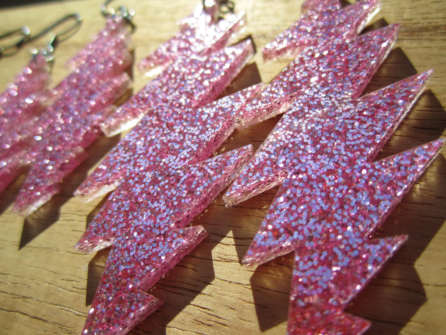 Grateful Dead Earrings - 13-Point Bolt - Pink Glitter