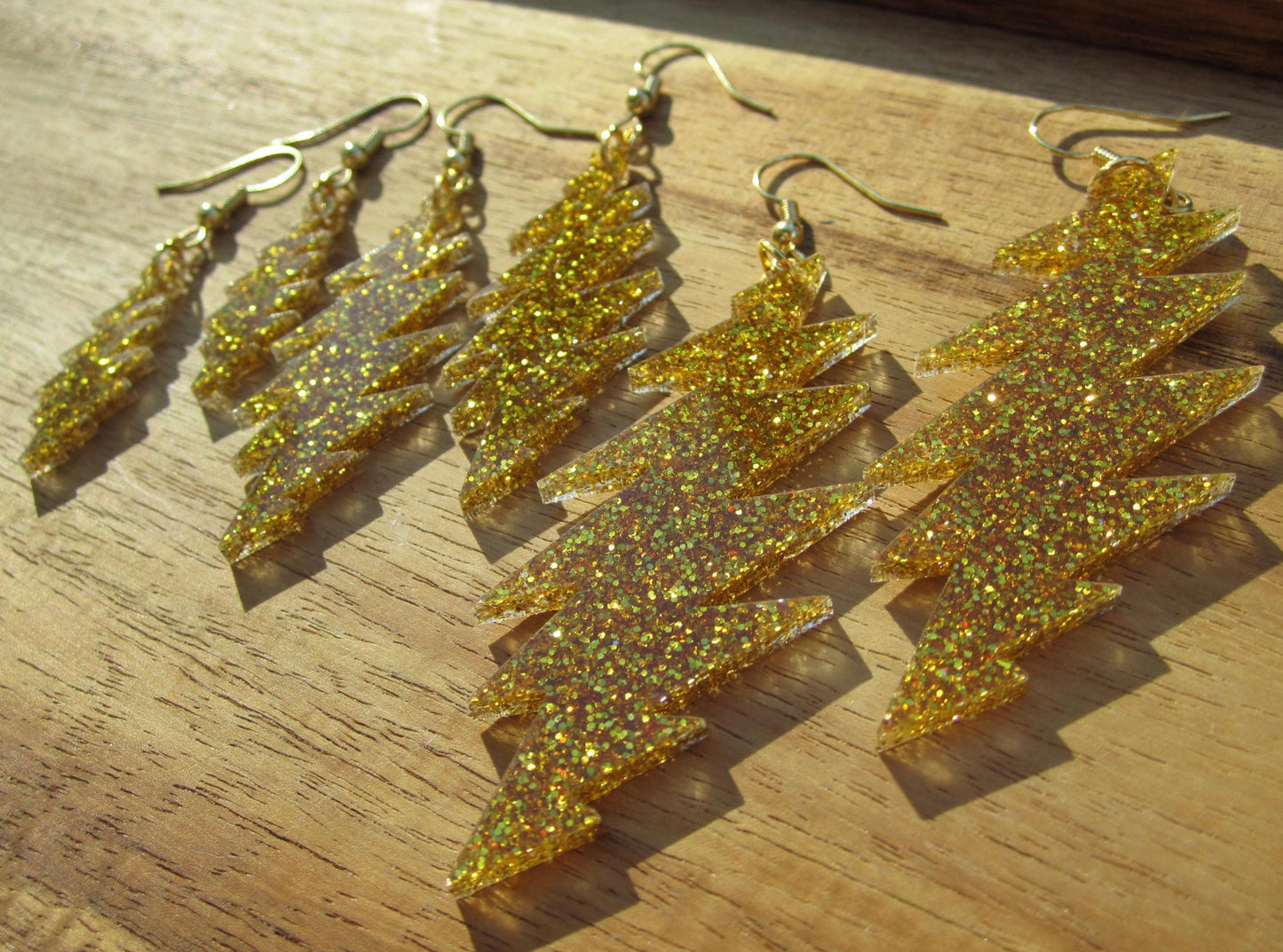 Grateful Dead Earrings - 13-Point Bolt - Gold Glitter
