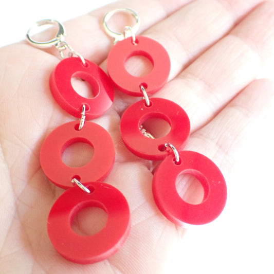 Phish Triple Red Donut Earrings